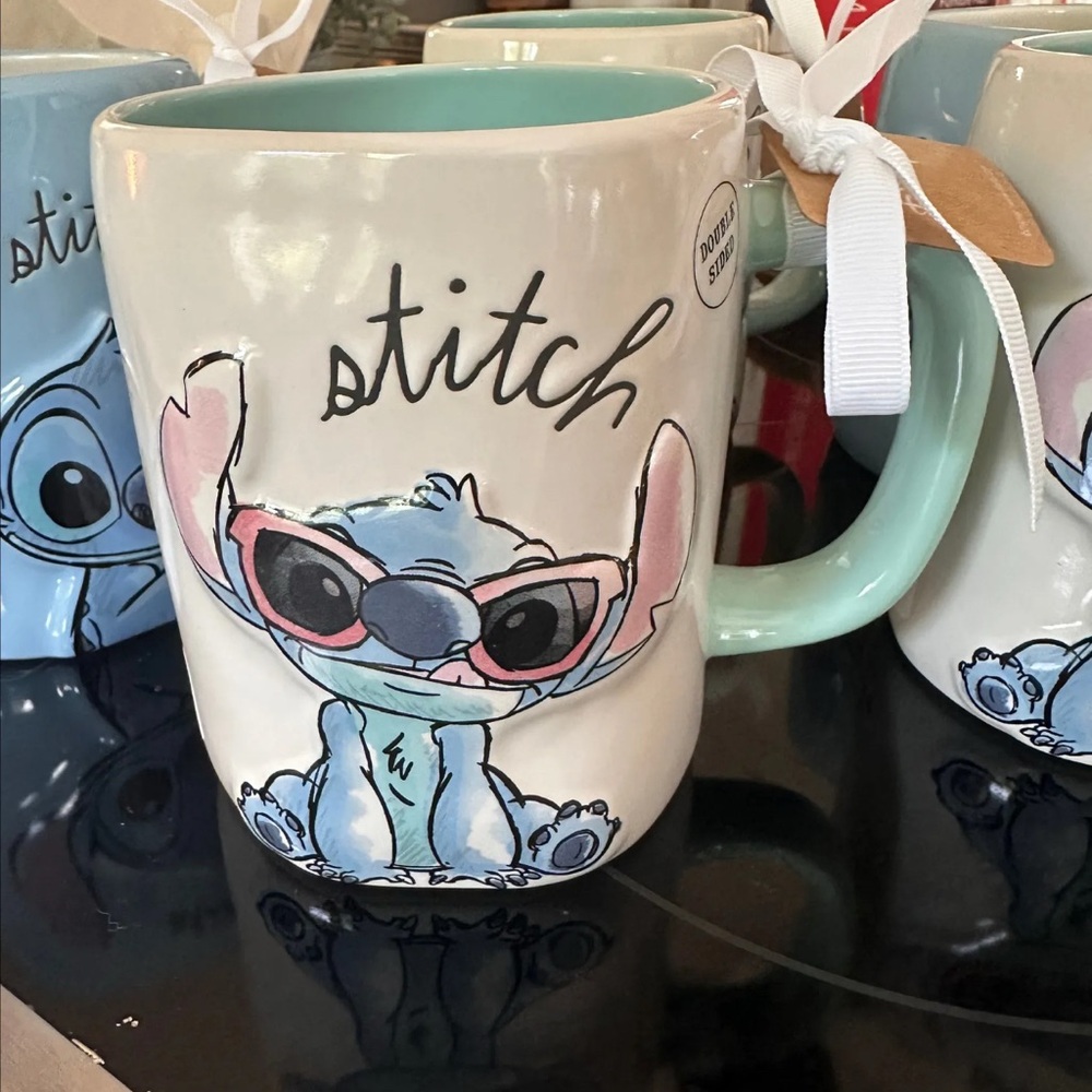 Stitch Rae Dunn Summer Blue and White Mug